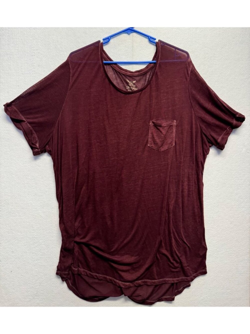 Faded Glory Womens Burgundy T-Shirt With Pocket 3X 22W-24W